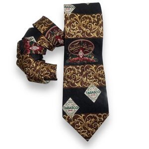 Tabasco Sauce Pepper Brand Men’s Necktie Tie 100% Silk Brown Black Novelty Funny
